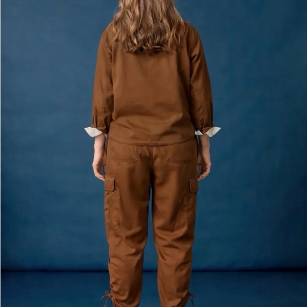 MARTHA by Martha Stewart Relaxed Utility Cargo Pants Turtle Sz L 100% Tencel NEW - Picture 3 of 4